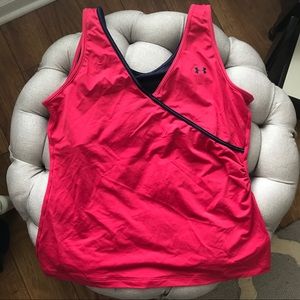 Under Armour Red and Navy Blue Activewear Tank Top